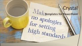  Presentation with coffee cup - Amazing PPT theme having apologies for setting high standard backdrop and a soft green colored foreground