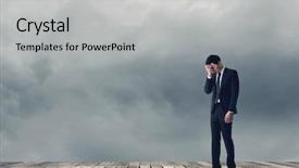  Presentation with look - Amazing theme having apology - businessman feel sad and look backdrop and a light gray colored foreground