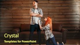  Presentation with conflict - Slide set featuring apology - family quarrel woman apologizes conflict background and a wine colored foreground