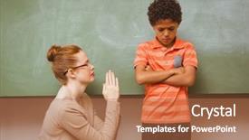  Presentation with apology - Beautiful presentation featuring apology - female teacher apologizing boy backdrop and a coral colored foreground