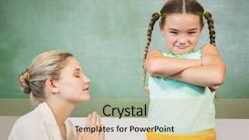  Presentation with apology - Colorful theme enhanced with apology - female teacher apologizing girl backdrop and a coral colored foreground