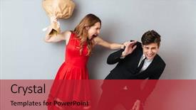  Presentation with flower woman - Audience pleasing slide deck consisting of apology - portrait of a furious woman backdrop and a crimson colored foreground