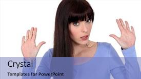  Presentation with apology - Presentation design consisting of apology - women apologizing background and a light blue colored foreground