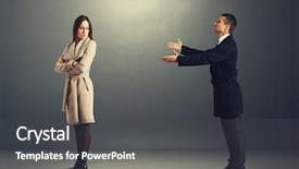  Presentation with apology - PPT theme featuring apology - young man apologizing to offended background and a dark gray colored foreground