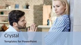  Presentation with apology - Amazing PPT layouts having apology - young man asking sulky girlfriend's backdrop and a light blue colored foreground