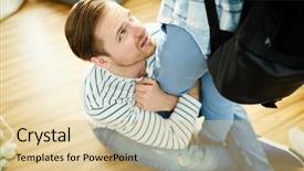  Presentation with apology - Slide set featuring apology - young man begging his wife background and a lemonade colored foreground