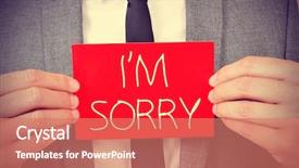  Presentation with signboard - Beautiful slides featuring apology - young man showing a red backdrop and a coral colored foreground