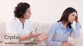  Presentation with young man on the phone - Amazing slides having apology - young man trying to apologize backdrop and a coral colored foreground