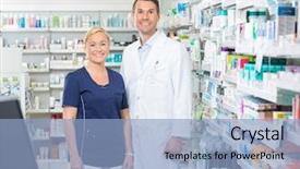  Presentation with pharmacy - Amazing presentation design having apotek - confident pharmacist and assistant standing backdrop and a light blue colored foreground
