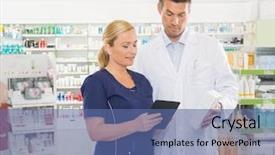  Presentation with pharmacy tablet - Amazing slide set having apotek - female assistant using digital tablet backdrop and a ocean colored foreground