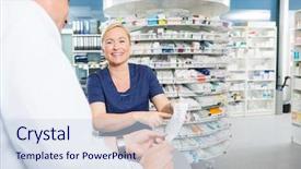  Presentation with service product design proposal - Cool new PPT layouts with apotek - happy chemist explaining details backdrop and a sky blue colored foreground