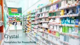  Presentation with pharmacy - Slide deck consisting of apotek - medicines displayed at pharmacy background and a sky blue colored foreground