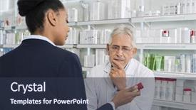  Presentation with pharmacist - Audience pleasing PPT theme consisting of apotek - pharmacist and businesswoman discussing backdrop and a tawny brown colored foreground