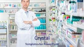  Presentation with confident - Colorful PPT theme enhanced with apotek - portrait of confident mid adult backdrop and a sky blue colored foreground