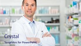  Presentation with male pharmacist - Audience pleasing slide set consisting of apotek - portrait of confident mid adult backdrop and a sky blue colored foreground