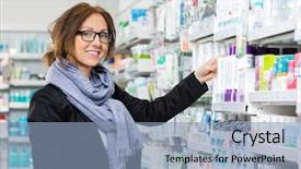  Presentation with consumer product innovation lab - Beautiful slide deck featuring apotek - portrait of smiling female consumer backdrop and a  colored foreground