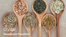 Presentation with alternative medicine - Audience pleasing presentation theme consisting of apothecary - herb selection for alternative medicine backdrop and a coral colored foreground