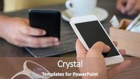  Presentation with smartphone app - Presentation featuring app - close up of two girl background and a coral colored foreground