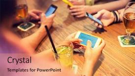  Presentation with smartphones - Presentation consisting of app - leisure technology lifestyle and people background and a coral colored foreground