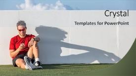  Presentation with mobile health - Presentation theme consisting of app concept active and health background and a light blue colored foreground