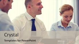  Presentation with teamwork - Presentation theme having app development - business conference people technology background and a soft green colored foreground