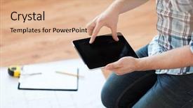  Presentation with repair - Beautiful PPT theme featuring app development - repair building technology and home backdrop and a coral colored foreground