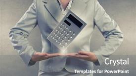  Presentation with loan - Beautiful slides featuring app loan - close up of businesswoman holding backdrop and a  colored foreground