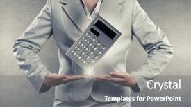  Presentation with loan - PPT theme consisting of app loan - close up of businesswoman holding background and a gray colored foreground