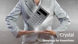  Presentation with loan - Slide set consisting of app loan - close up of businesswoman holding background and a gray colored foreground