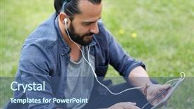  Presentation with computer music - Theme enhanced with app loan - people music technology leisure background and a  colored foreground