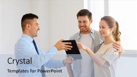  Presentation with realtor - Slide deck featuring app loan - real estate mortgage technology background and a light blue colored foreground