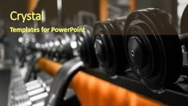  Presentation with gym - PPT theme with apparatus - closeup of dumbbells in gym background and a tawny brown colored foreground