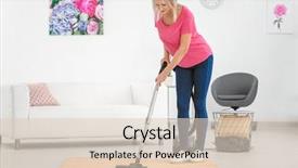  Presentation with carpet - Colorful slide set enhanced with apparatus - mature woman hoovering carpet backdrop and a lemonade colored foreground