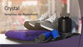  Presentation with sport - Amazing PPT layouts having apparatus - sport stuff on table backdrop and a lemonade colored foreground