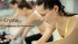  Presentation with training - PPT theme enhanced with apparatus - tired and sweaty female training background and a coral colored foreground