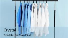  Presentation with apparel industry - Presentation consisting of apparel industry - clean shirts hanging on rack background and a light blue colored foreground