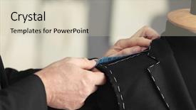  Presentation with apparel industry - PPT theme consisting of apparel industry - senior tailor taking measurements background and a soft green colored foreground