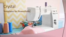  Presentation with apparel industry - PPT theme enhanced with apparel industry - tailor desk with modern sewing background and a lemonade colored foreground