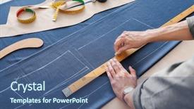  Presentation with apparel industry - Audience pleasing PPT theme consisting of apparel industry - young tailor working with textile backdrop and a ocean colored foreground