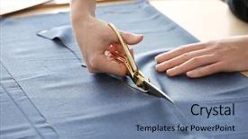  Presentation with apparel industry - Audience pleasing slide set consisting of apparel industry - young tailor working with textile backdrop and a seafoam green colored foreground