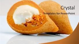  Presentation with fried chicken - PPT theme consisting of appatiser - coxinha de galinha - brazilian background and a yellow colored foreground