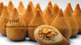  Presentation with fried chicken - Presentation theme with appatiser - coxinha de galinha - brazilian background and a gold colored foreground