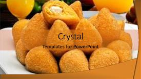  Presentation with snack - Slide deck enhanced with appatiser - coxinha of chicken brazilian snack background and a gold colored foreground