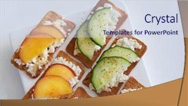  Presentation with snack - Beautiful slide deck featuring appatiser - fresh ricotta cottage cheese snack backdrop and a sky blue colored foreground