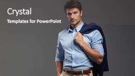  Presentation with shoulder - PPT theme featuring appealing - handsome businessman holding his jacket background and a dark gray colored foreground