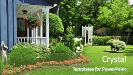  Presentation with green house - Amazing slide deck having appealing - landscaped front yard backdrop and a tawny brown colored foreground