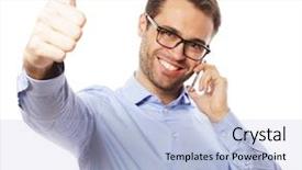  Presentation with casual young people - Slide deck enhanced with appealing - life style business and people background and a light blue colored foreground