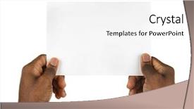  Presentation with hands holding - Presentation enhanced with appealing - male hands holding sheet background and a white colored foreground