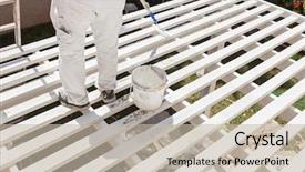  Presentation with fade blue painted red white - PPT layouts having appealing - professional painter rolling white paint background and a soft green colored foreground