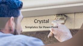  Presentation with paint brush - Beautiful slide set featuring appealing - professional painter using a brush backdrop and a mint green colored foreground